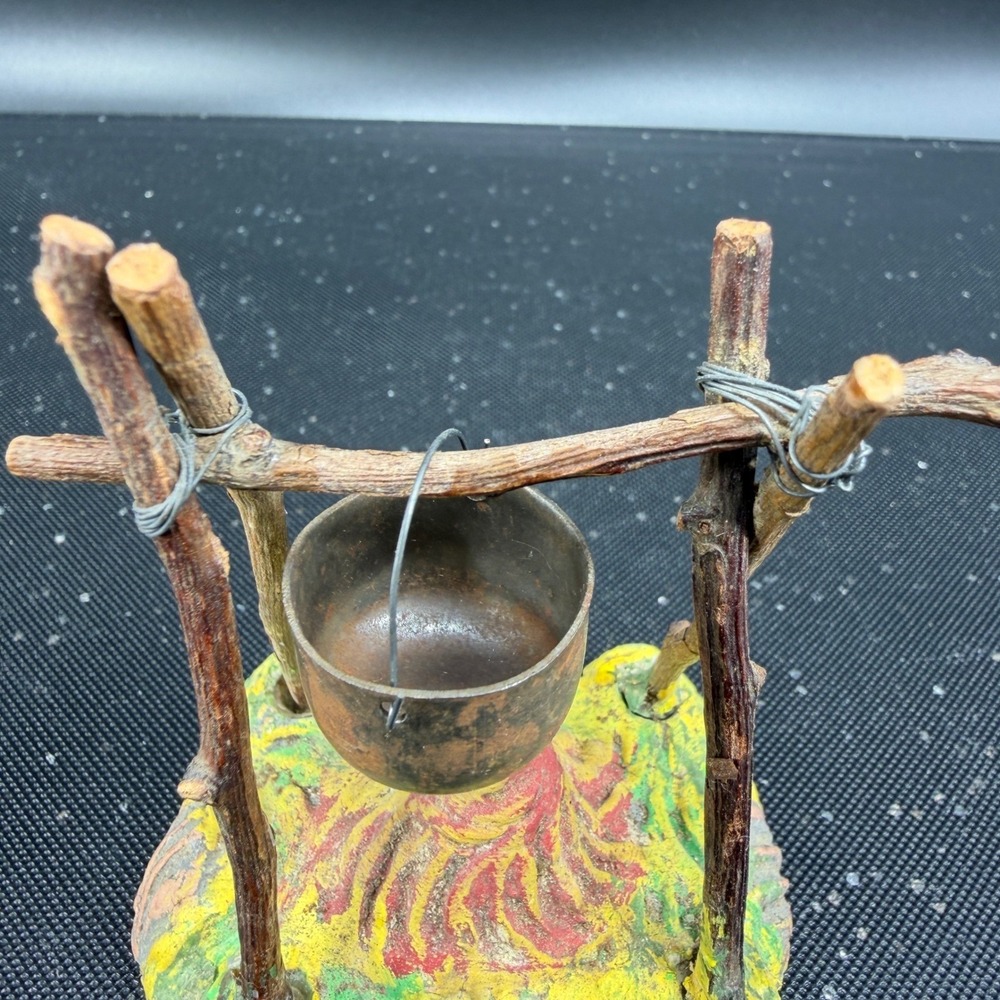 Germany US Zone Miniature Campfire Cauldron Pot Christmas Diorama Putz Fire VTG - Picture 8 of 9
